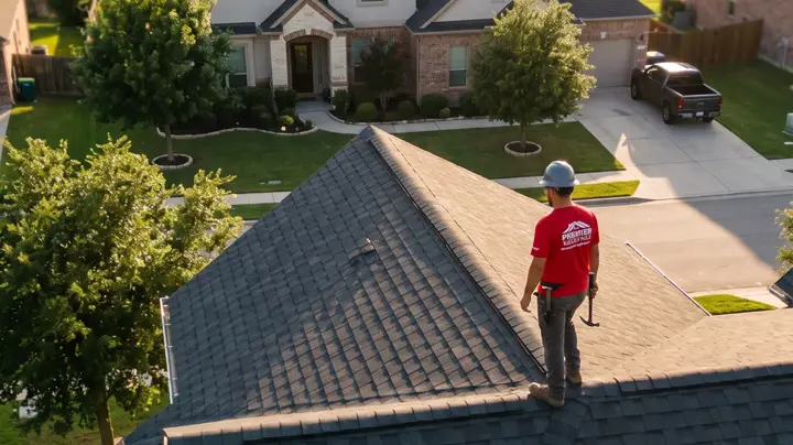 Roofing contractor at work