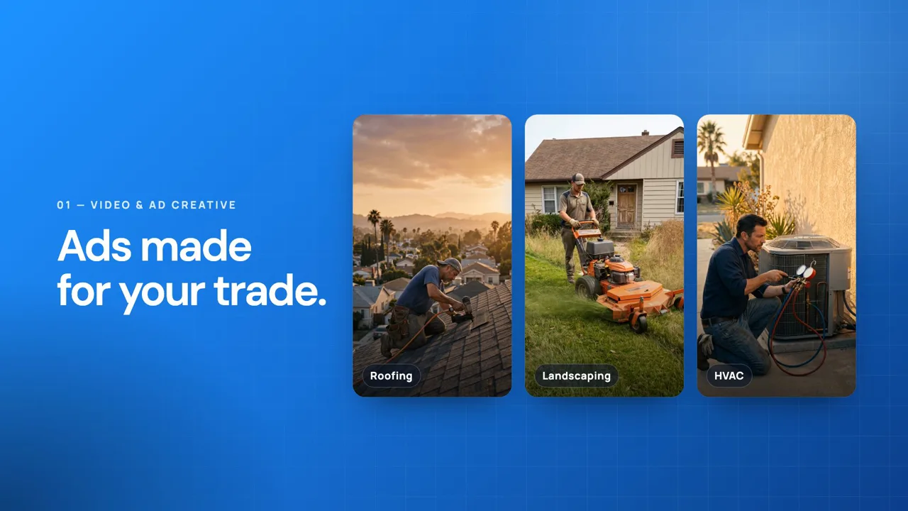 ADGO Studios showreel: ad creative, websites and AI reception for local businesses